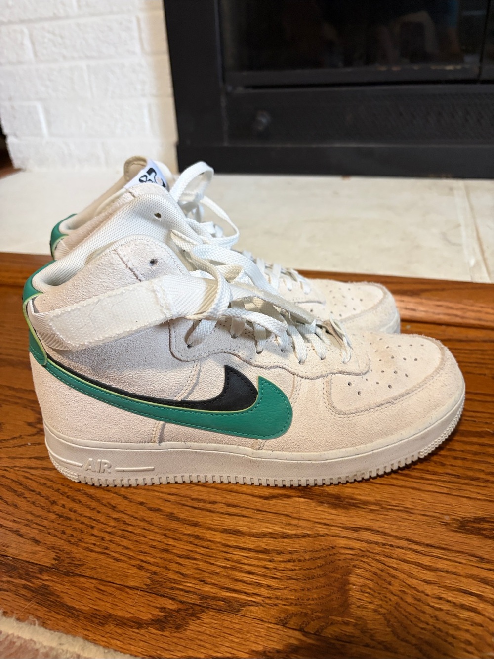 Womens White High-Top Sneakers with Teal Accent